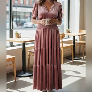 See and Be Seen Smocked Pocketed Velvet Dress NEW Womens Size 1X